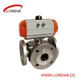 Pneumatic Stainless Steel Sanitary Three-Way Flange Ball Valve